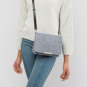 Gray felt cross-body bag